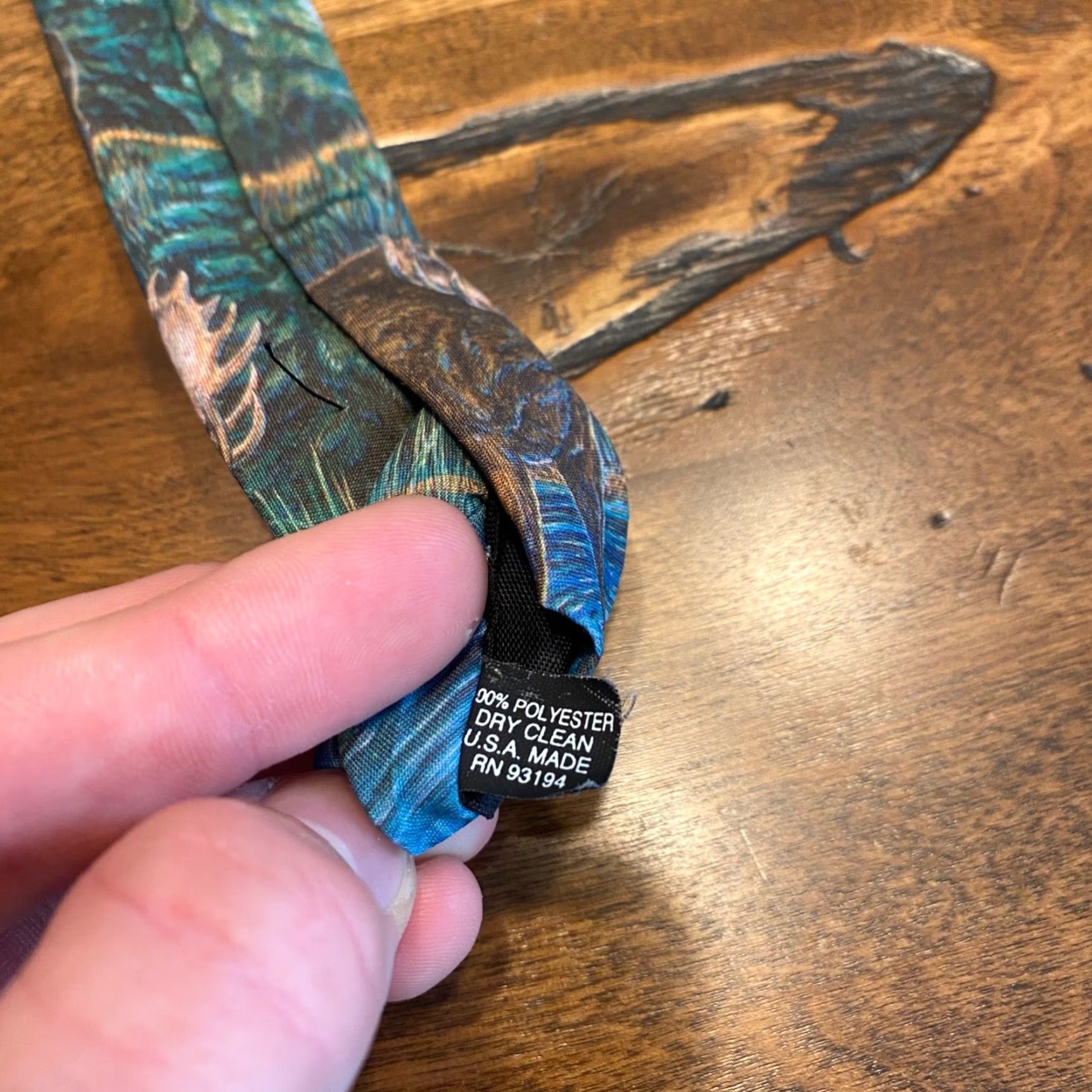 Vintage D'em Crazy Moose Woodland Lake Scene Neck Tie 3.6" Wide - Blue Polyester Men's Tie Size ONE SIZE - 5 Thumbnail