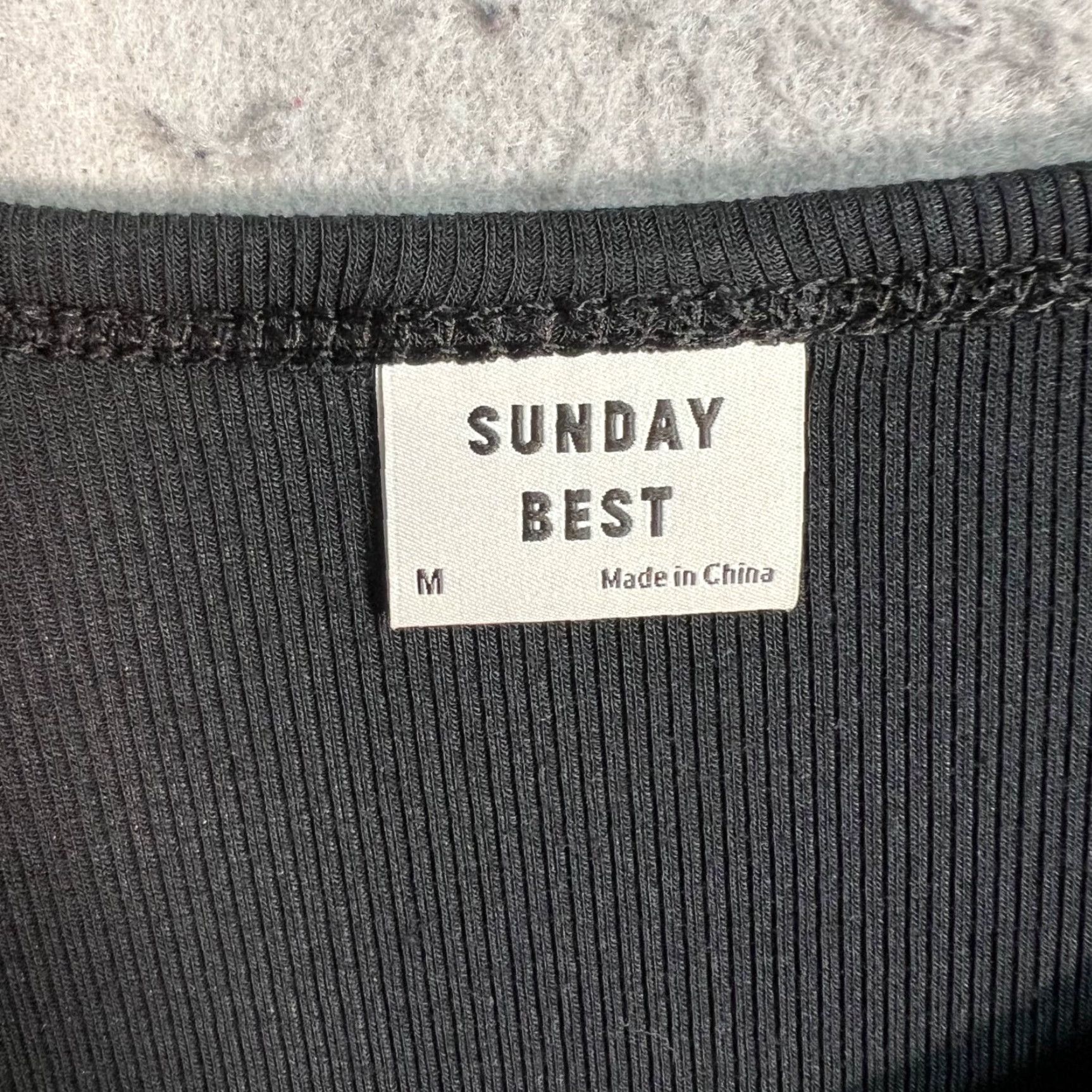 Vintage Sunday Best Crop Top Womens Medium Black Ribbed Modal Knit Short Sleeve Round Neck Size M / US 6-8 / IT 42-44 - 3 Thumbnail