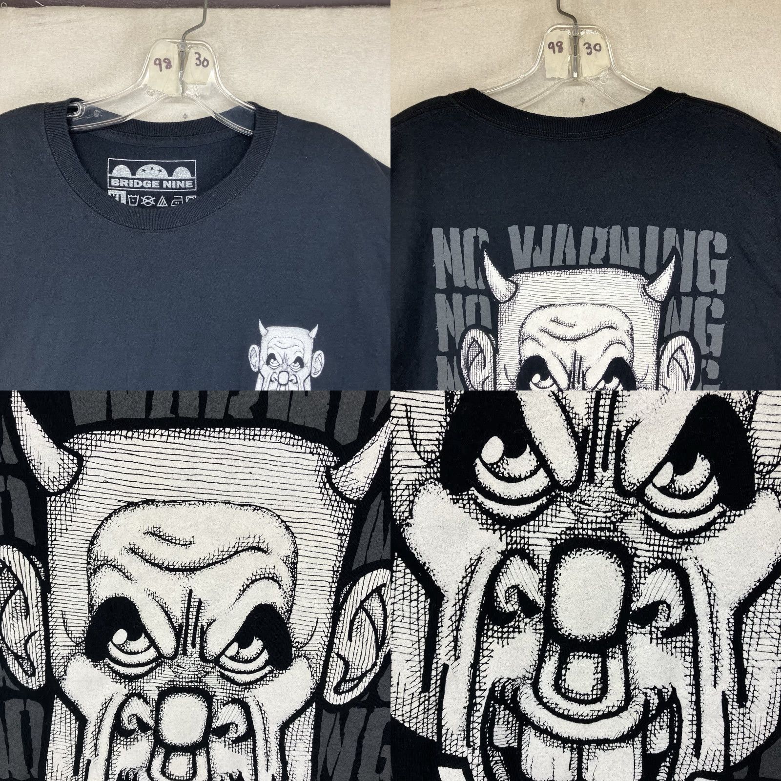 Vintage VINTAGE No Warning NWC Bridge Nine Records T-Shirt XL Black Crew Neck Short Sleeve Regular Fit Limited Edition 116 of 150 Size US XL / EU 56 / 4 - 8 Thumbnail