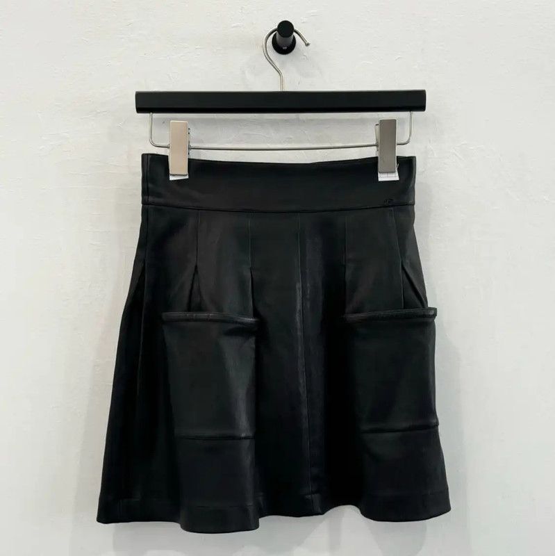 Chanel Chanel Black Lambskin Mini Skirt 0089 Size 22" - 1 Thumbnail