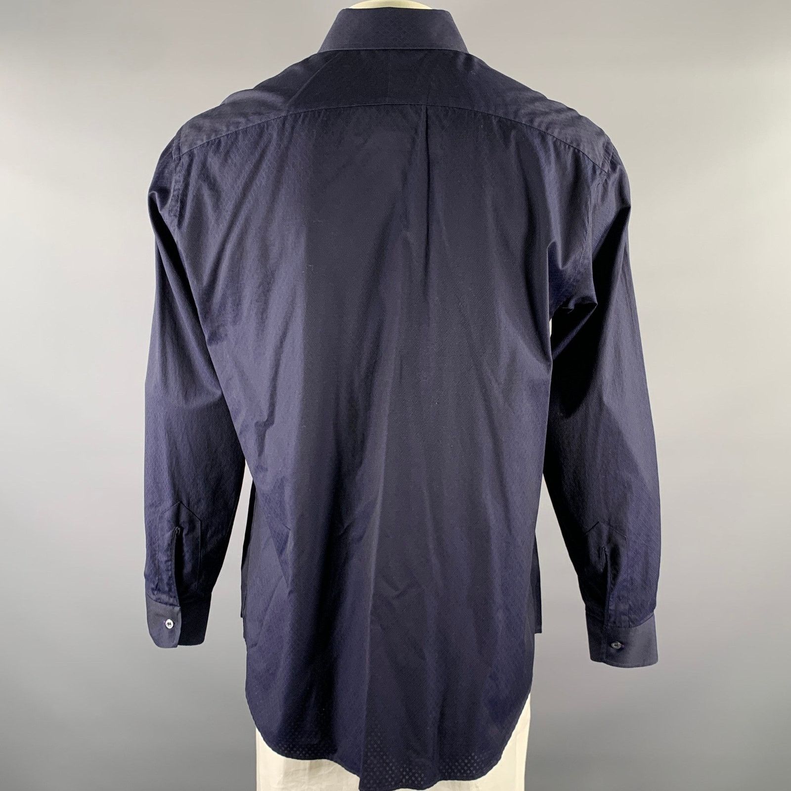 Paul Smith PAUL SMITH Size XL Navy Geometric Cotton Long Sleeve Shirt Size US XL / EU 56 / 4 - 4 Thumbnail