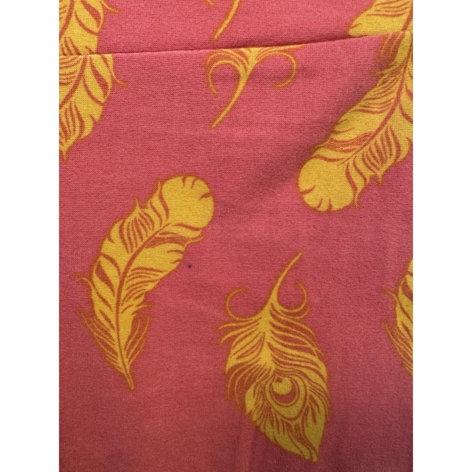 Other LuLaRoe Leggings OS One Size Pink Peacock Feathers Gently Us Size 29" - 7 Thumbnail