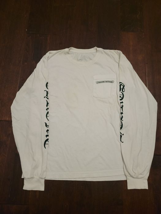 Chrome Hearts Chrome Hearts White Green Cross Long Sleeve Shirt M | Grailed