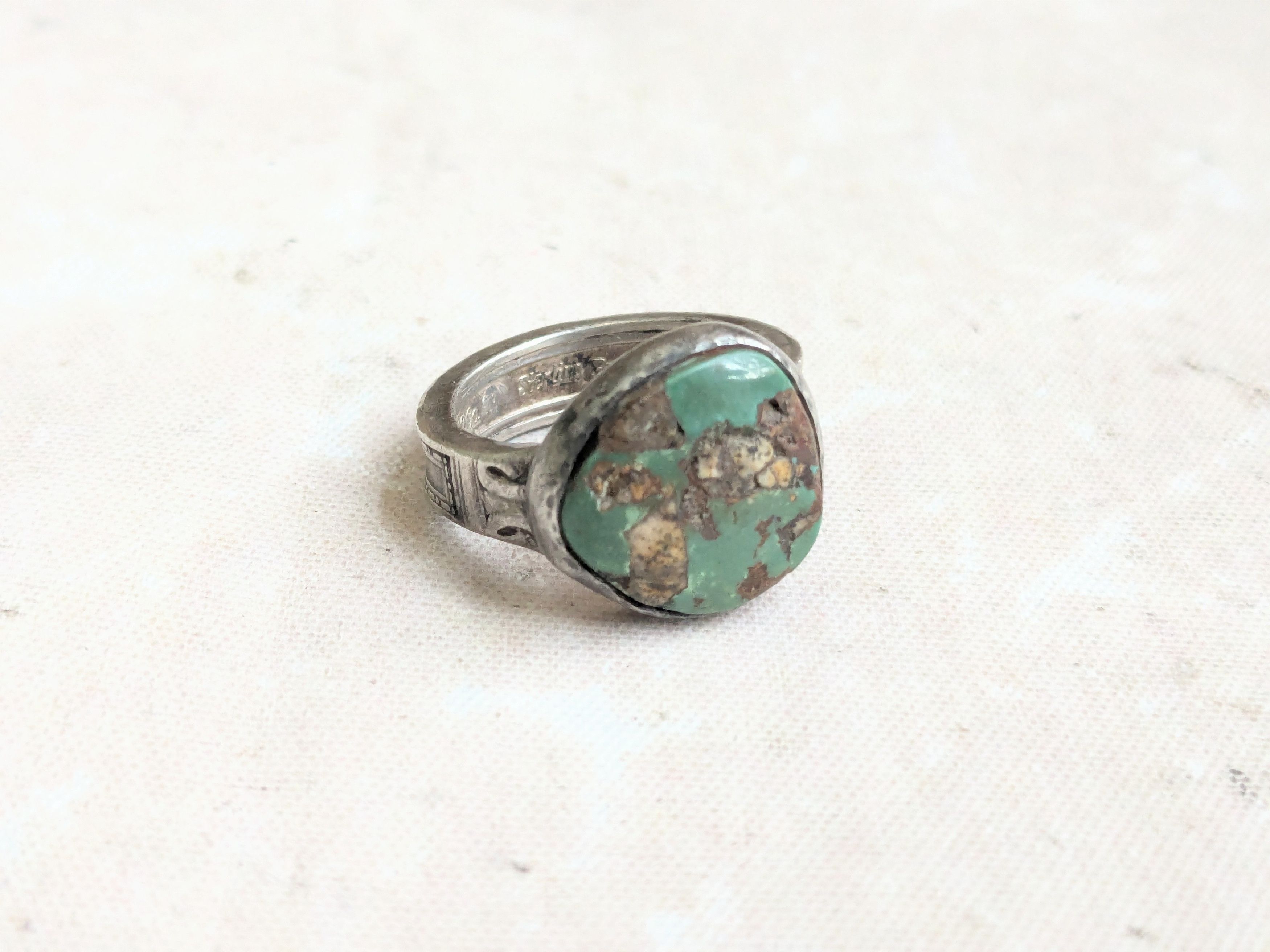 Sterling Silver Vintage Sterling Silver Band Ring Turquoise 8.5 Size ONE SIZE - 1 Thumbnail
