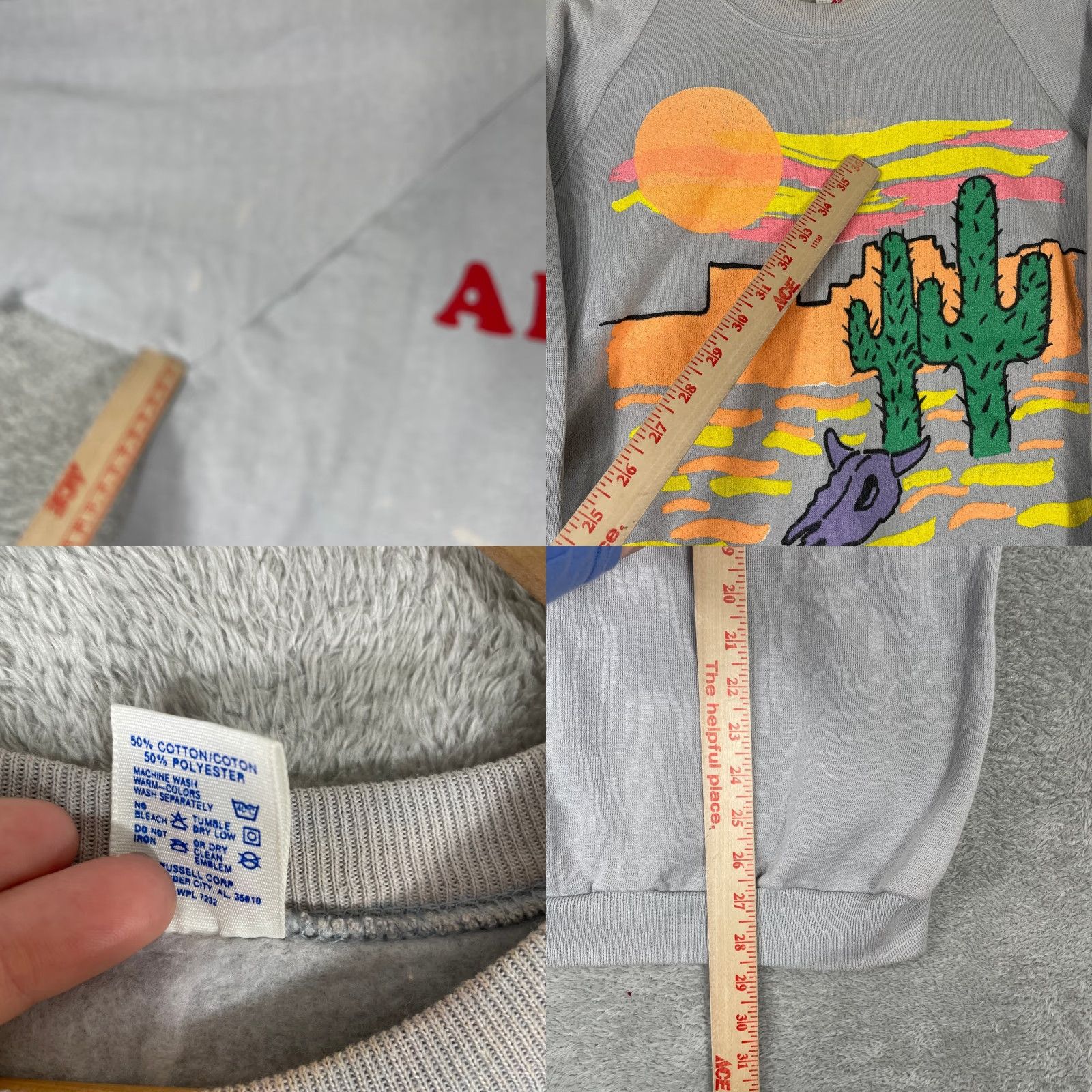 Jerzees VINTAGE 90s Arizona Sweatshirt Mens XL Gray Desert Cactus Graphic Jerzees Crew Neck Pullover All Seasons Men Size US XL / EU 56 / 4 - 8 Thumbnail