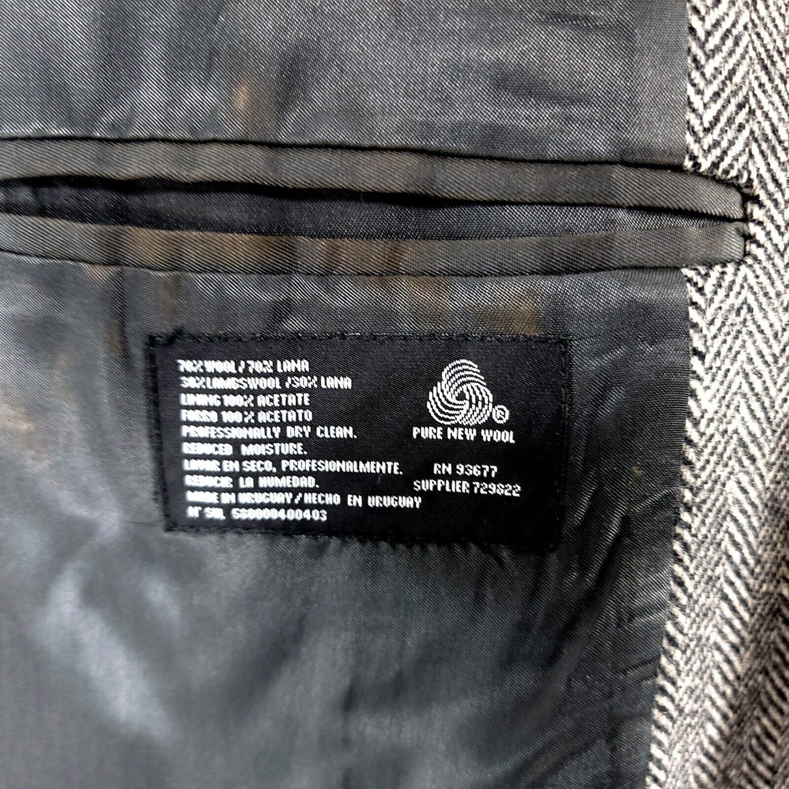 Stafford Stafford Tweed Wool 2 Button Sport Coat 44R Cream Black Herr Size 44R - 7 Thumbnail