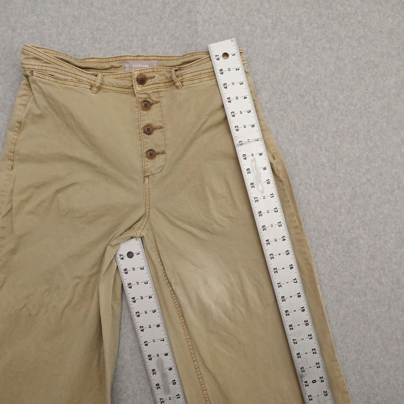 Everlane Everlane Jeans Womens 8 Wide-Leg Khaki Baggy Fit Button Fly 100% Linen Beige Chinos Pants Size 30" / US 8 / IT 44 - 5 Thumbnail