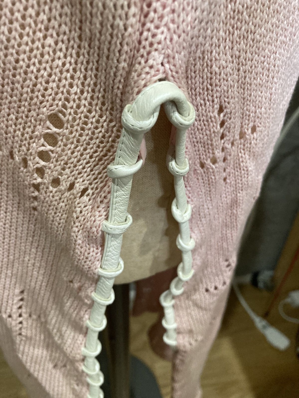 Japanese Brand Fairy Grunge Japanese Archive Pink Open Knit Lace-Up Dress Size S / US 4 / IT 40 - 8 Thumbnail