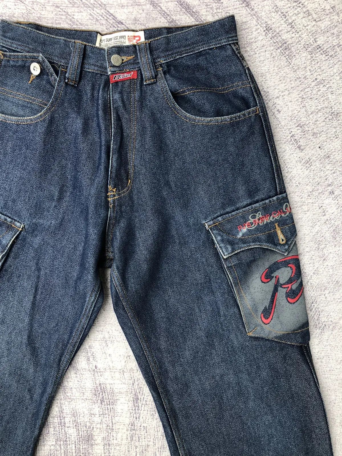 Vintage PJ's Japanese Surfwear Hip Hop Jeans Cargo Shiny Pants Size US 27 - 6 Thumbnail