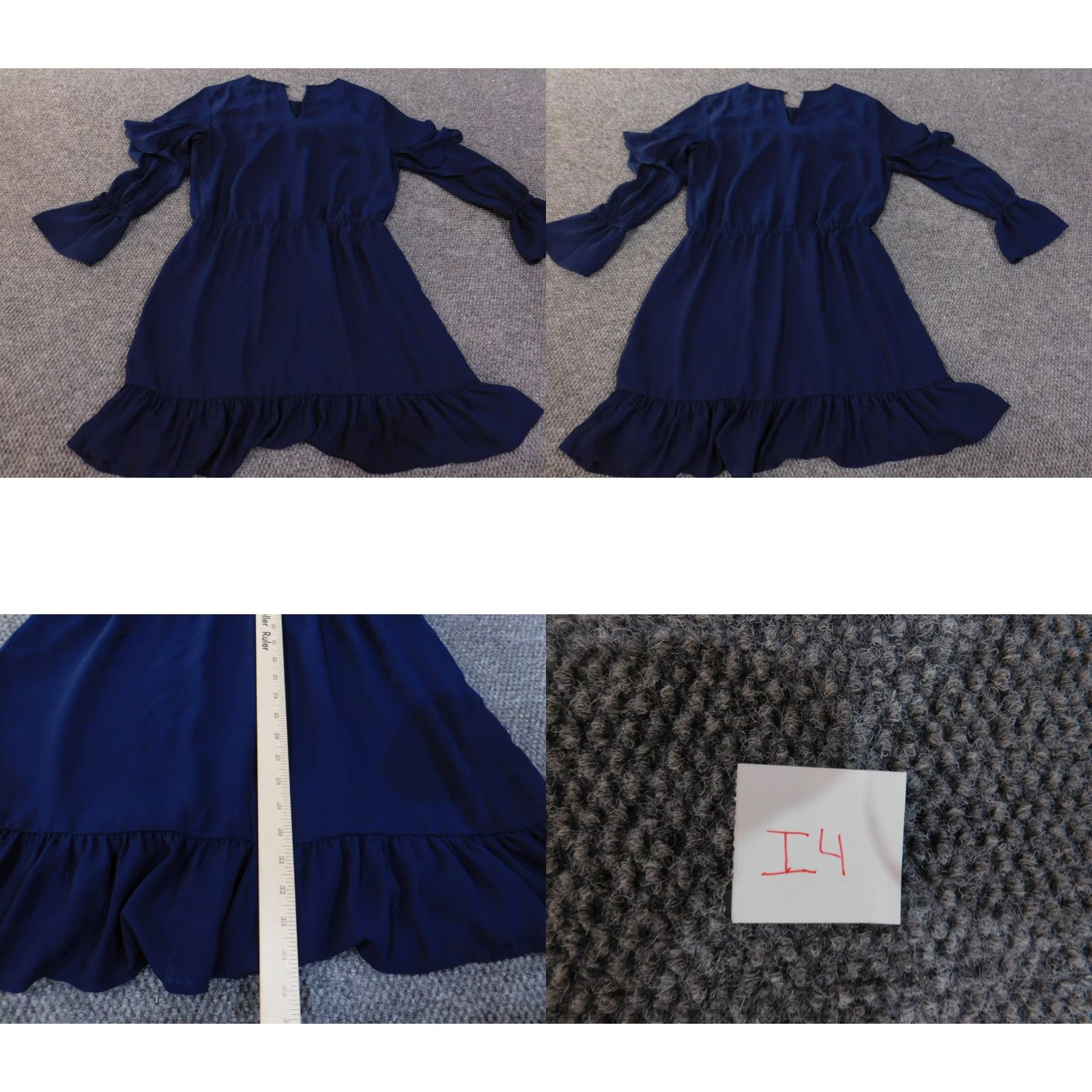 Michael Kors Michael Kors Dress Medium blue ruffles womens striped polyester stretch A-line Knee Length Round Neck Long Sleeve Zip Casual Size M / US 6-8 / IT 42-44 - 8 Thumbnail