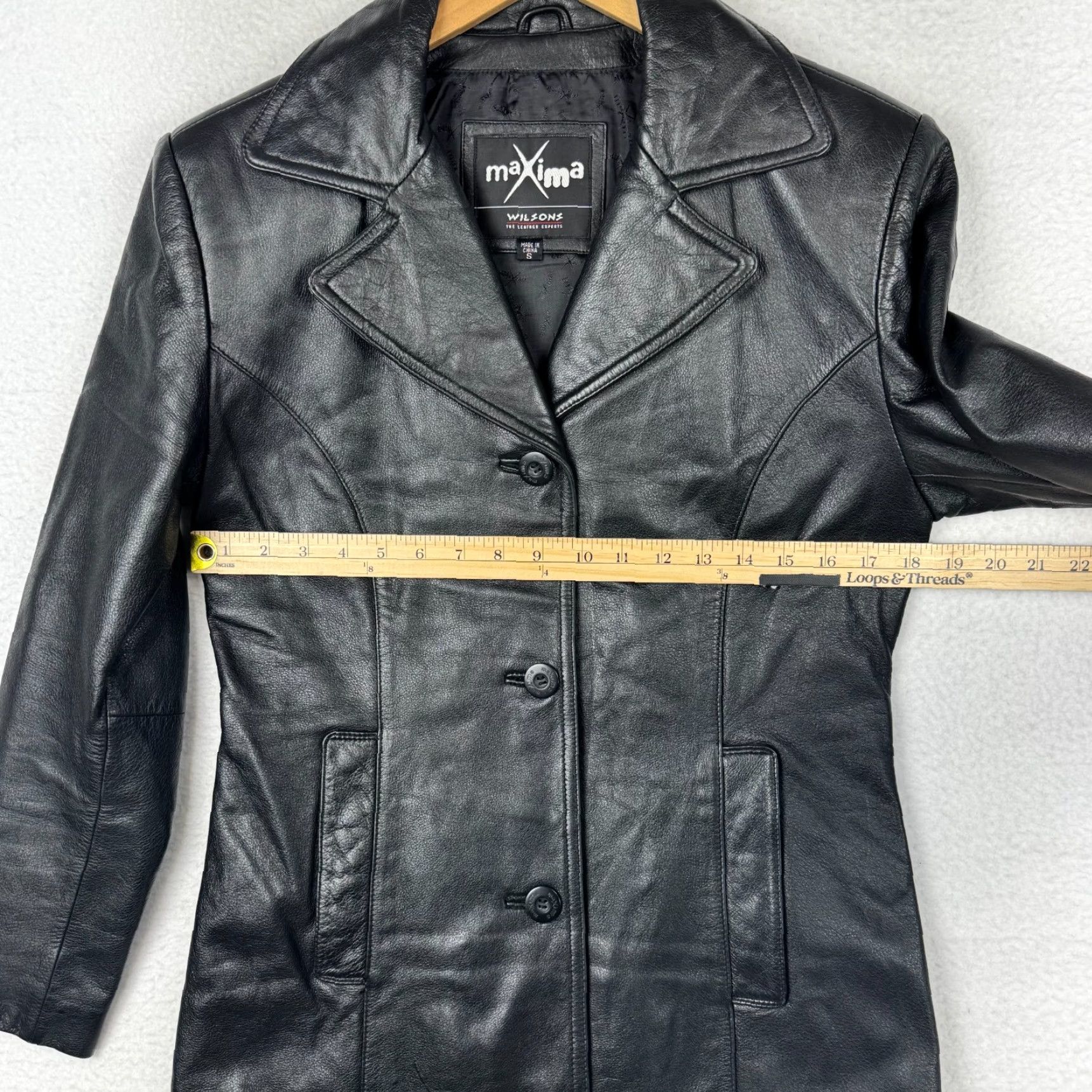 Vintage VINTAGE Maxima Women's Coat Motorcycle Jacket Black Leather 90s Y2K Mid-Length Long Sleeve S Black Women Mens? Size S / US 4 / IT 40 - 7 Thumbnail