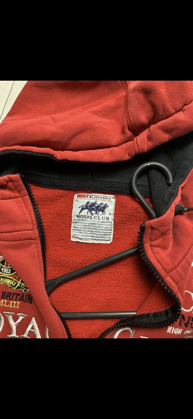 Vintage Vintage polo Royal Club zip hoodie size L red big logo Size US L / EU 52-54 / 3 - 7 Thumbnail