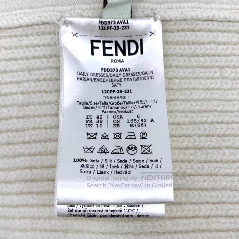 Fendi Fendi Beige Logo Pocket Relief, Silk Round Neck Long Sleev Size S / US 4 / IT 40 - 7 Thumbnail
