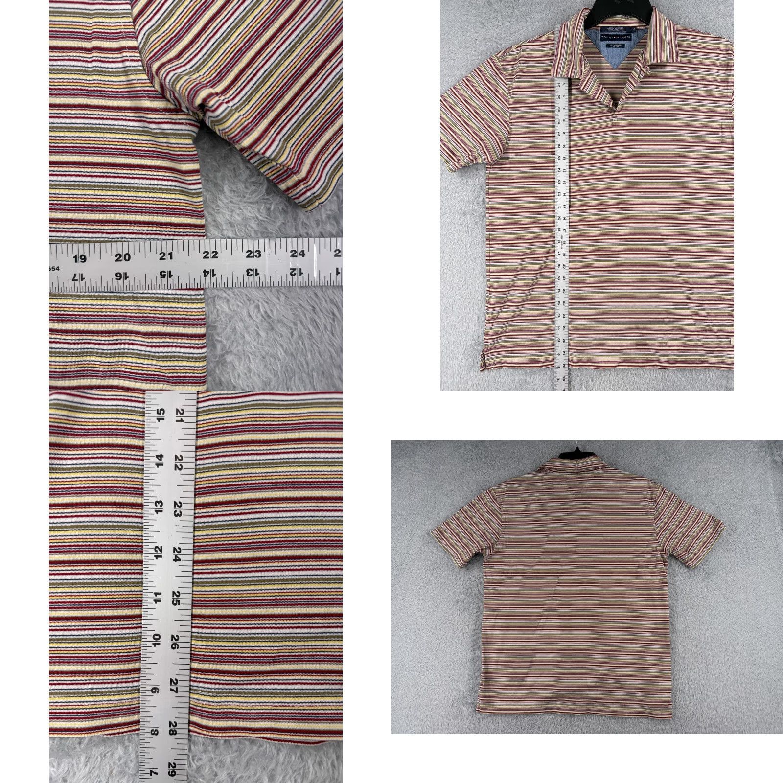 Tommy Hilfiger Tommy Hilfiger Polo Shirt Men Large Red Green Striped Mercerized Cotton Knit Shirt Polo Regular Mens Short Sleeve Casual Size US L / EU 52-54 / 3 - 8 Thumbnail