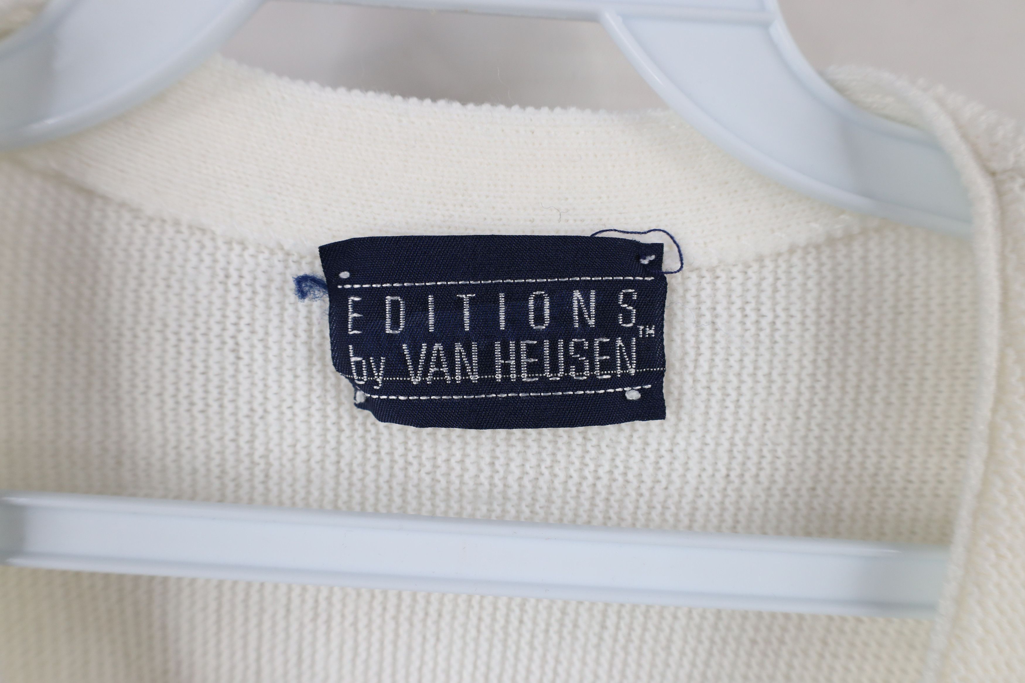 Vintage Vintage 70s Streetwear Blank Knit Cardigan Sweater White USA Size US XL / EU 56 / 4 - 9 Thumbnail
