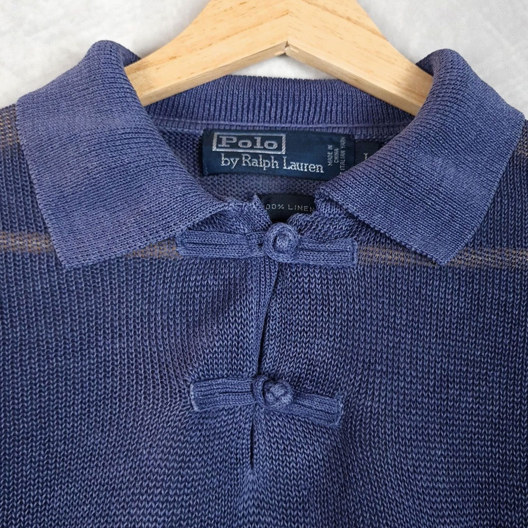 Polo Ralph Lauren Polo Ralph Lauren Shirt Mens Large Blue Linen Dragon Knit Collared Pocket Size US L / EU 52-54 / 3 - 2 Thumbnail