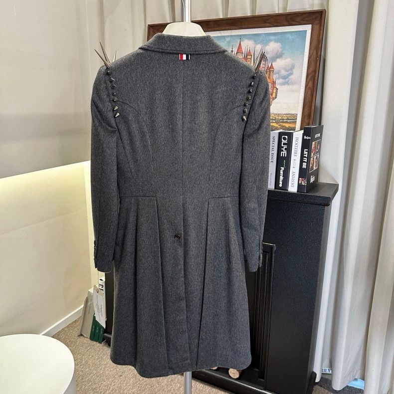 Thom Browne Thom Browne size0 Rivet decorated lapel full cashmere coat Size ONE SIZE - 2 Thumbnail