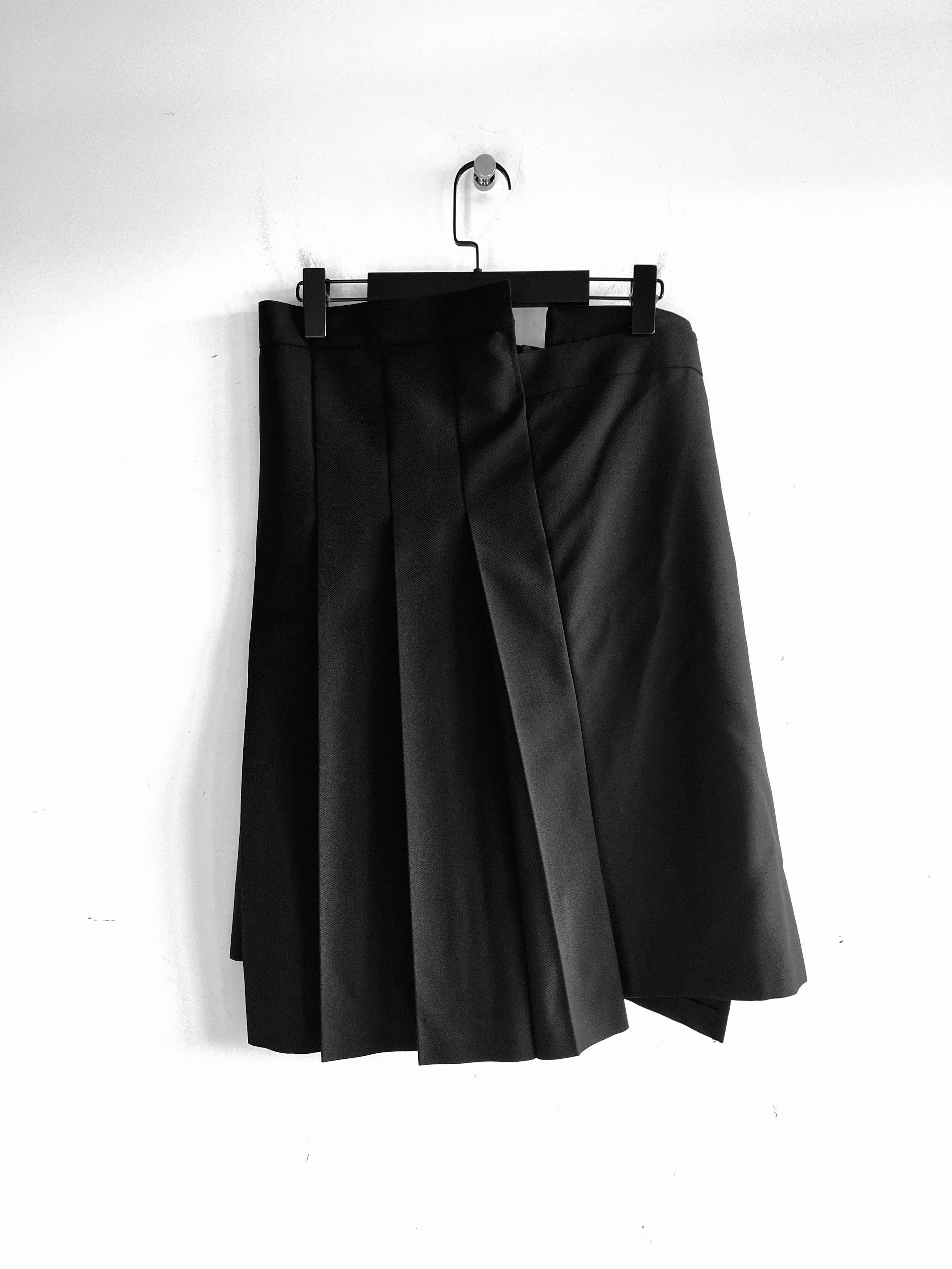 Junya Watanabe COMME des GARCONS JUNYA WATANABE - Wrap Pleated Wool Skirt Size 33" - 2 Thumbnail