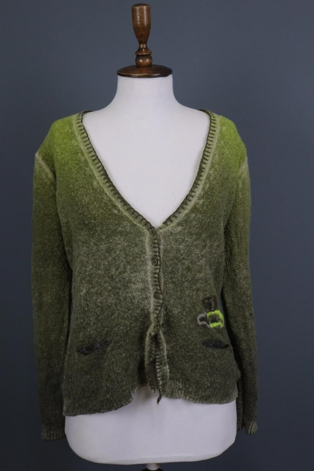 Designer Princess Goes Hollywood Green Wool Cardigan Sweater Size 42 Size M / US 6-8 / IT 42-44 - 1 Thumbnail