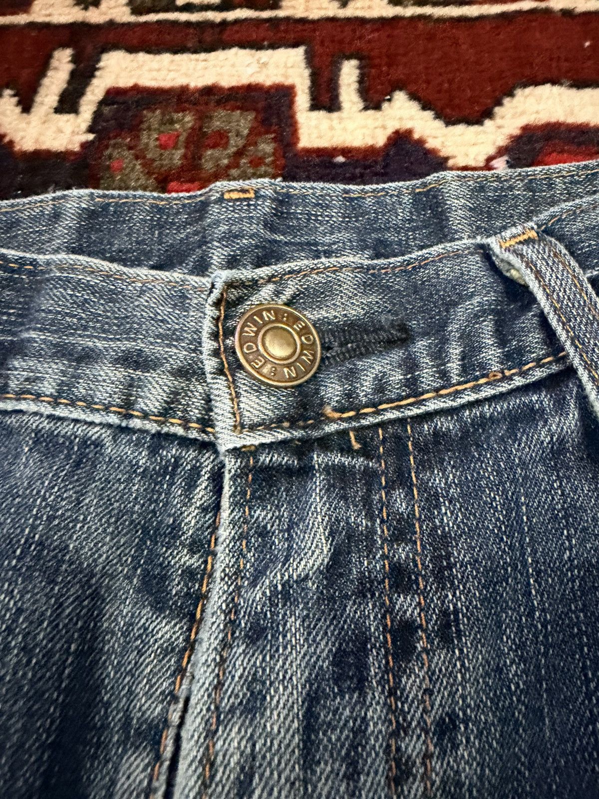 Japanese Brand Edwin 504 Distressed Straight Fit Japanese Brand Jeans Size US 36 / EU 52 - 5 Thumbnail