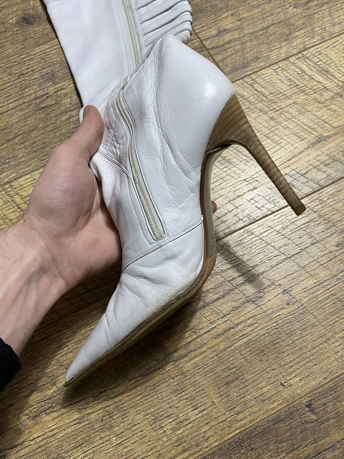 Vintage Goffredo Fantini White Leather Knee High Boots 38 VERO CUOIO Size US 8 / IT 38 - 4 Thumbnail