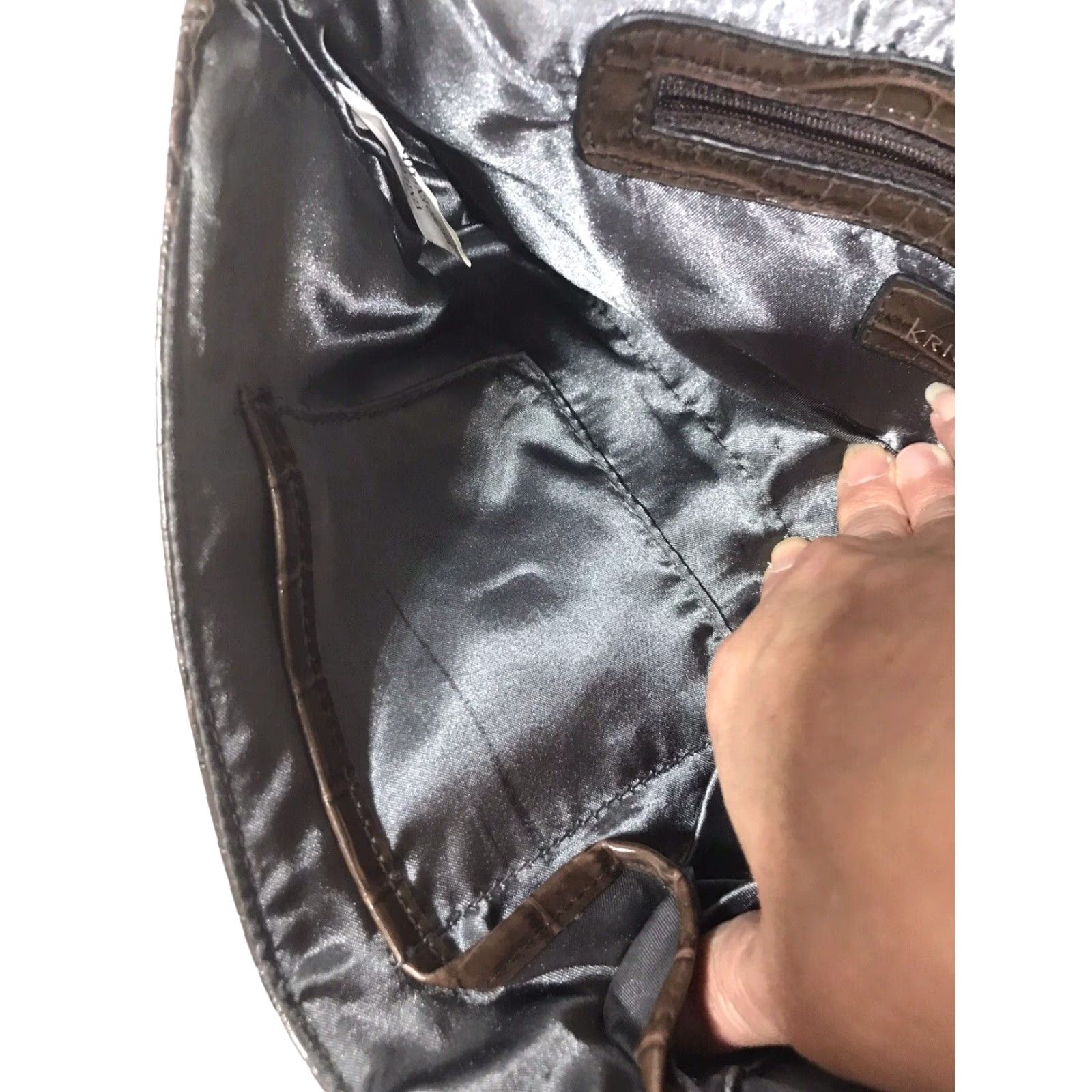 Crocs Kristin Davis Women's Croc Embossed Clutch Bag - Dark Brown, Medium, Chain Strap, Formal & Casual Elegant Style Size ONE SIZE - 5 Thumbnail