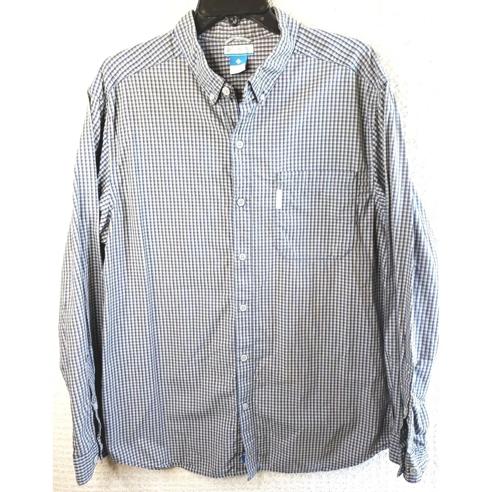 Vintage Columbia Button-Up Shirt Mens L Large Blue White Check Long Sleeve Casual Shirt Size US L / EU 52-54 / 3 - 2 Thumbnail