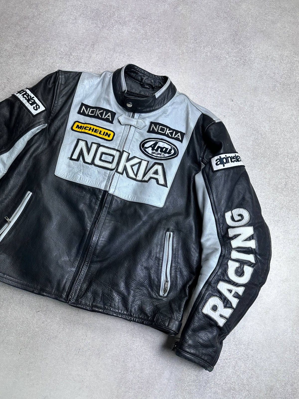 Genuine Leather Vintage 90s Nokia Racing Genuine Leather Y2K Jacket M Size US M / EU 48-50 / 2 - 5 Thumbnail