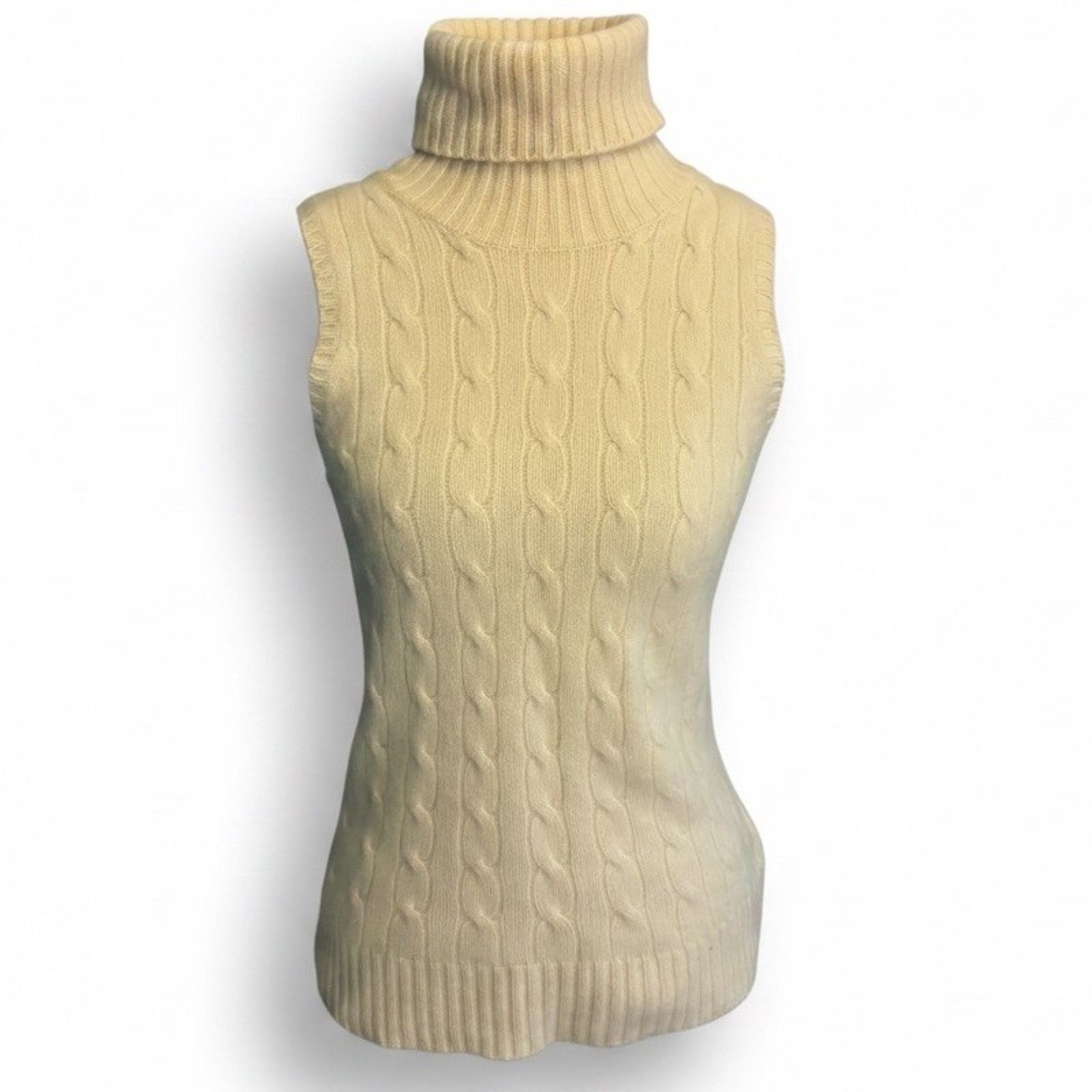 Brooks Brothers y2k Cashmere Cable Knit sleeveless Turtleneck Sweater wool M Size M / US 6-8 / IT 42-44 - 1 Thumbnail