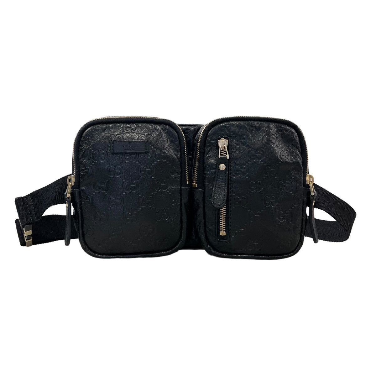 image of Gucci Monogram Leather Crossbody Belt Bag in Black, Men's