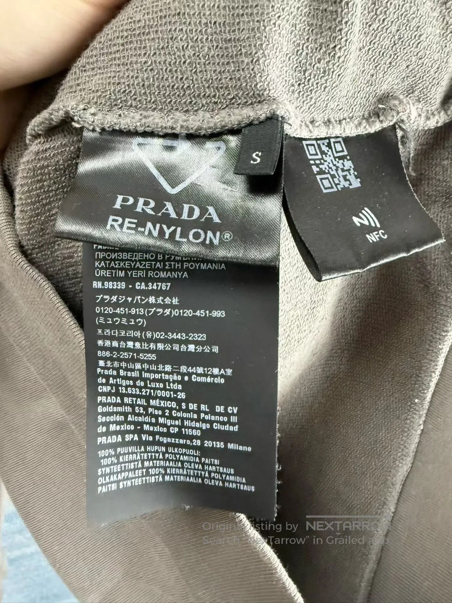 Prada Prada Grey Triangle Logo Cotton Hooded Jacket| Size US S / EU 44-46 / 1 - 4 Thumbnail