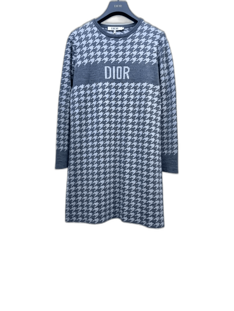 Dior Dior Dior Gray Houndstooth Knit Dress-2507 Size M / US 6-8 / IT 42-44 - 1 Thumbnail