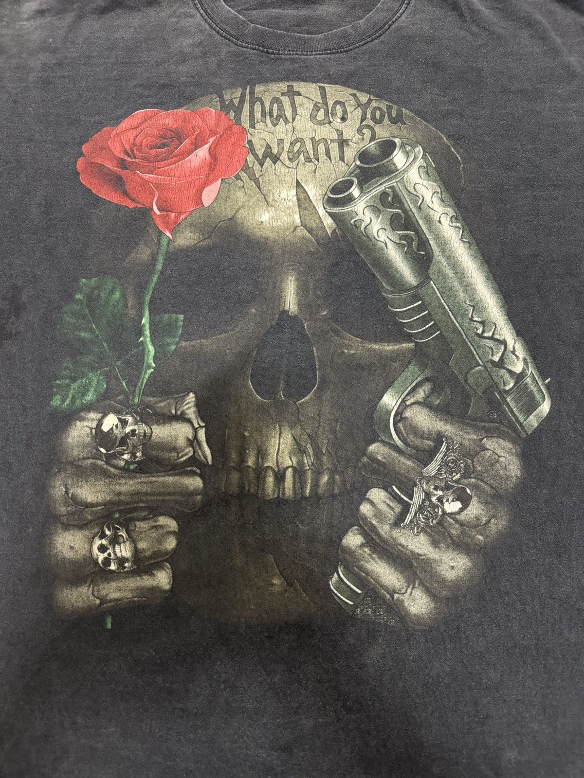 Vintage ROCK CHANG GUN n ROSES SKULLS MIRROR OVERPRINT BOOTLEG L/S Size US XL / EU 56 / 4 - 13 Thumbnail