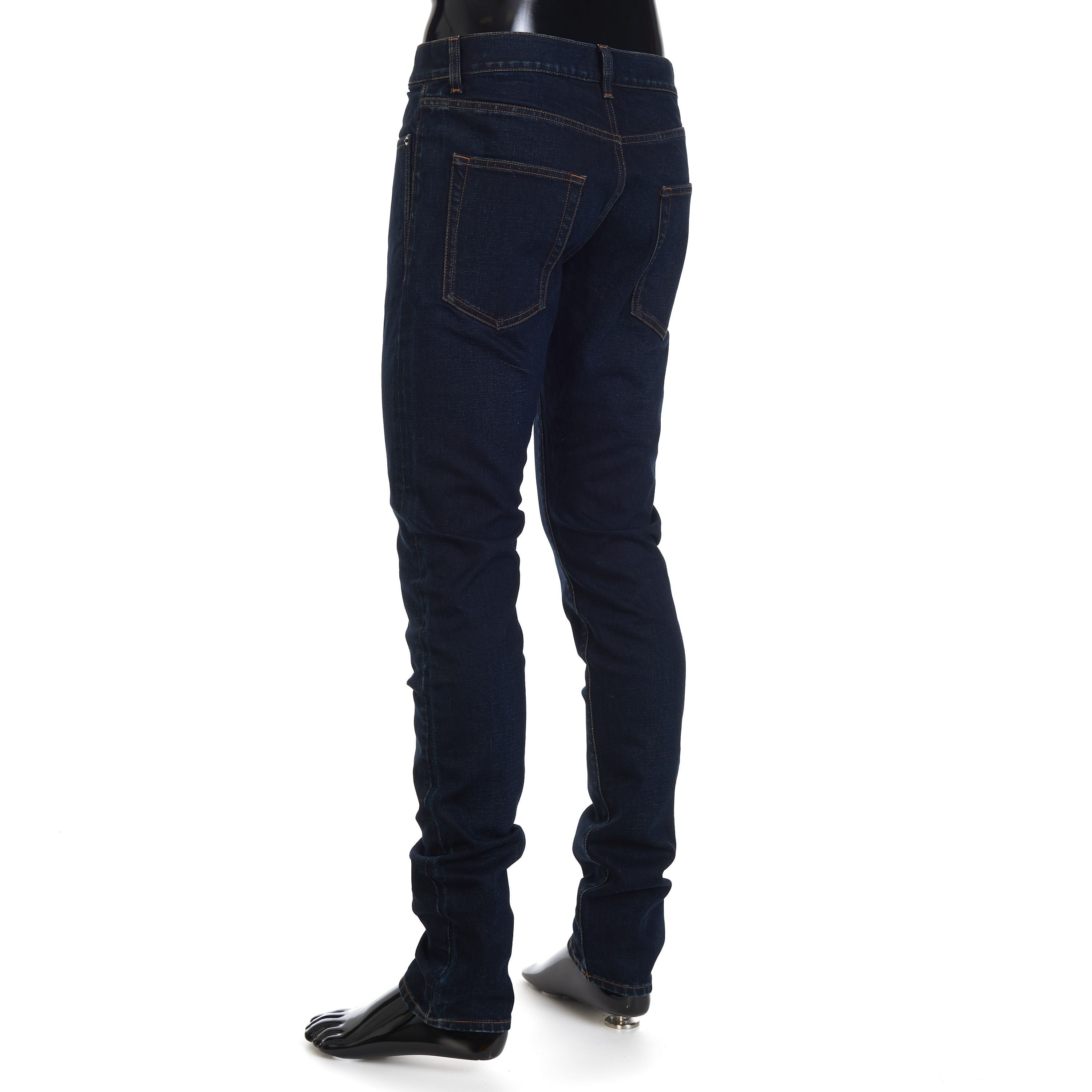 Saint Laurent Paris Dark Blue Stretch Cotton Jeans - Skinny-Fit, Low Waist Size US 29 - 4 Thumbnail