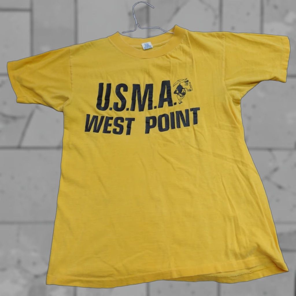 Vintage VINTAGE American Vintage Shirt XS Crew Neck Short Sleeve USA Yellow Men XS USA Made West Point Browne Artex Single Stitch Size US XS / EU 42 / 0 - 1 Thumbnail