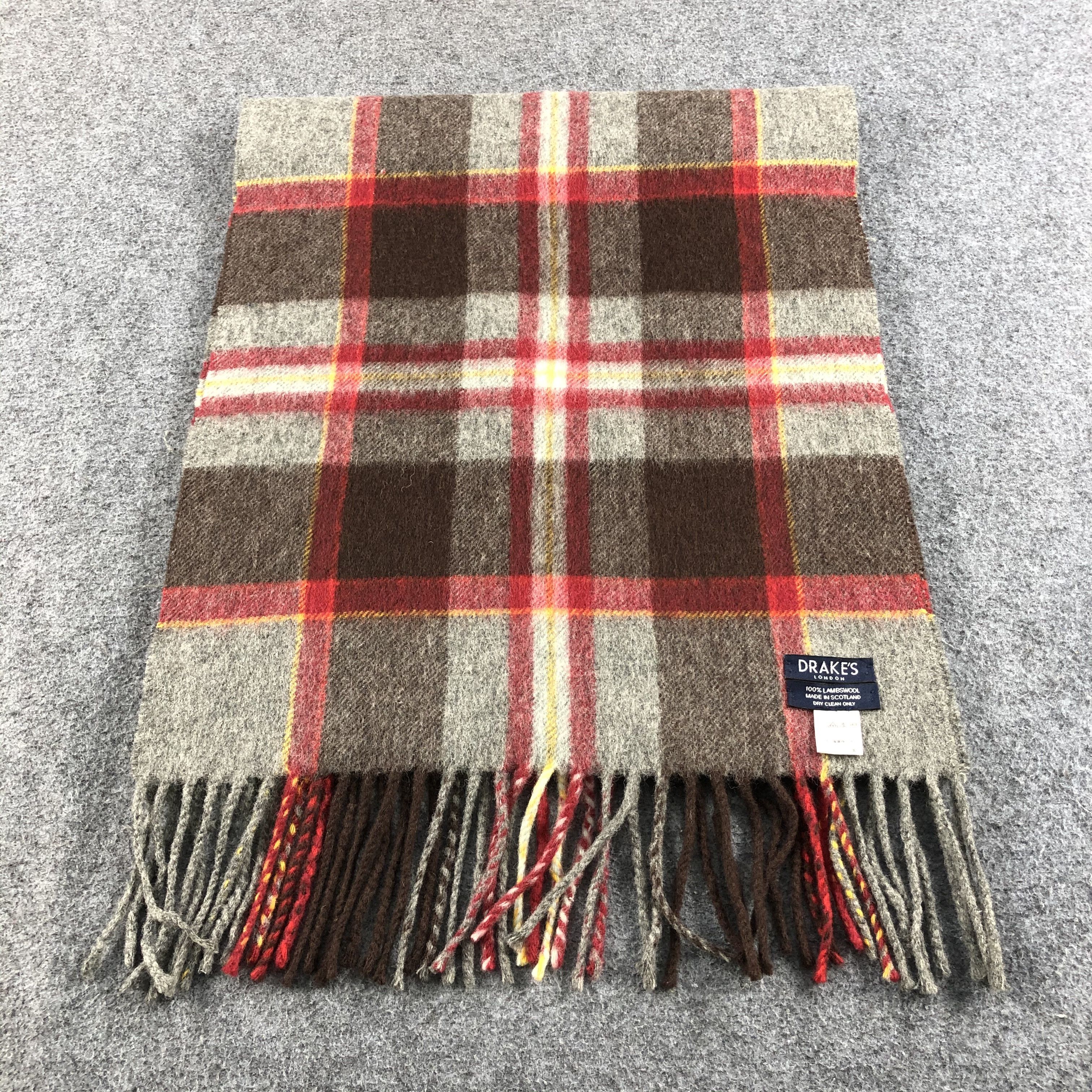 Drake's Drake's Tartan Wool Scarf Muffler V762 Size ONE SIZE - 2 Thumbnail