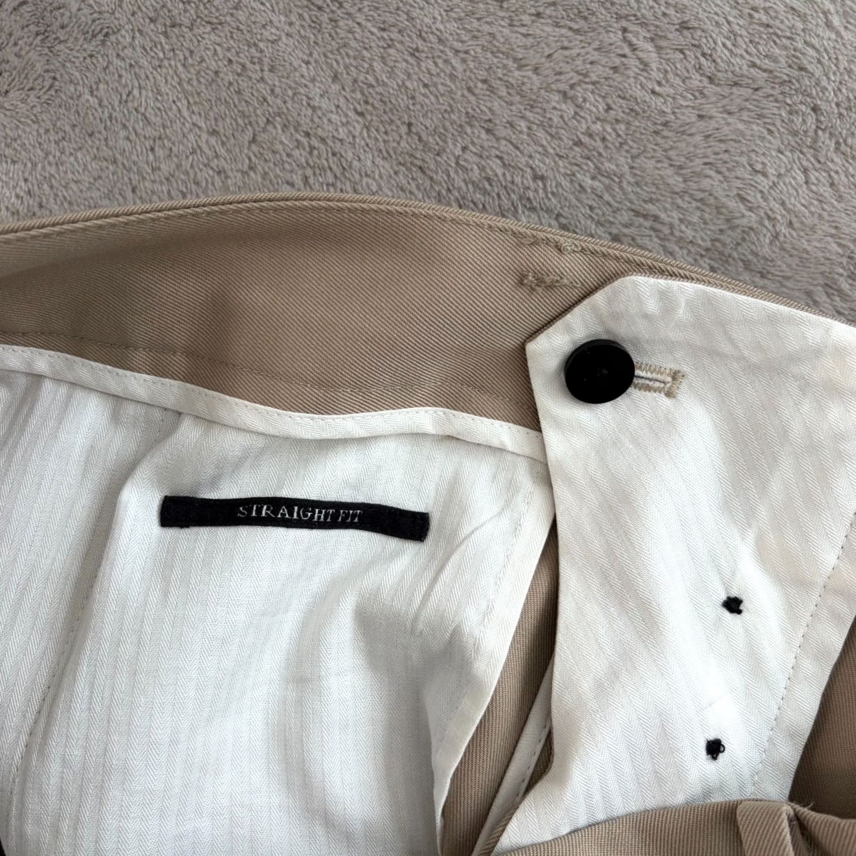 Allsaints ALLSAINTS Talia Straight Fit Trouser Pants Beige Men 34x30 Wool Polyester Flat Front Button Dress Pants Slim? Regular Unspecified Size US 34 / EU 50 - 4 Thumbnail