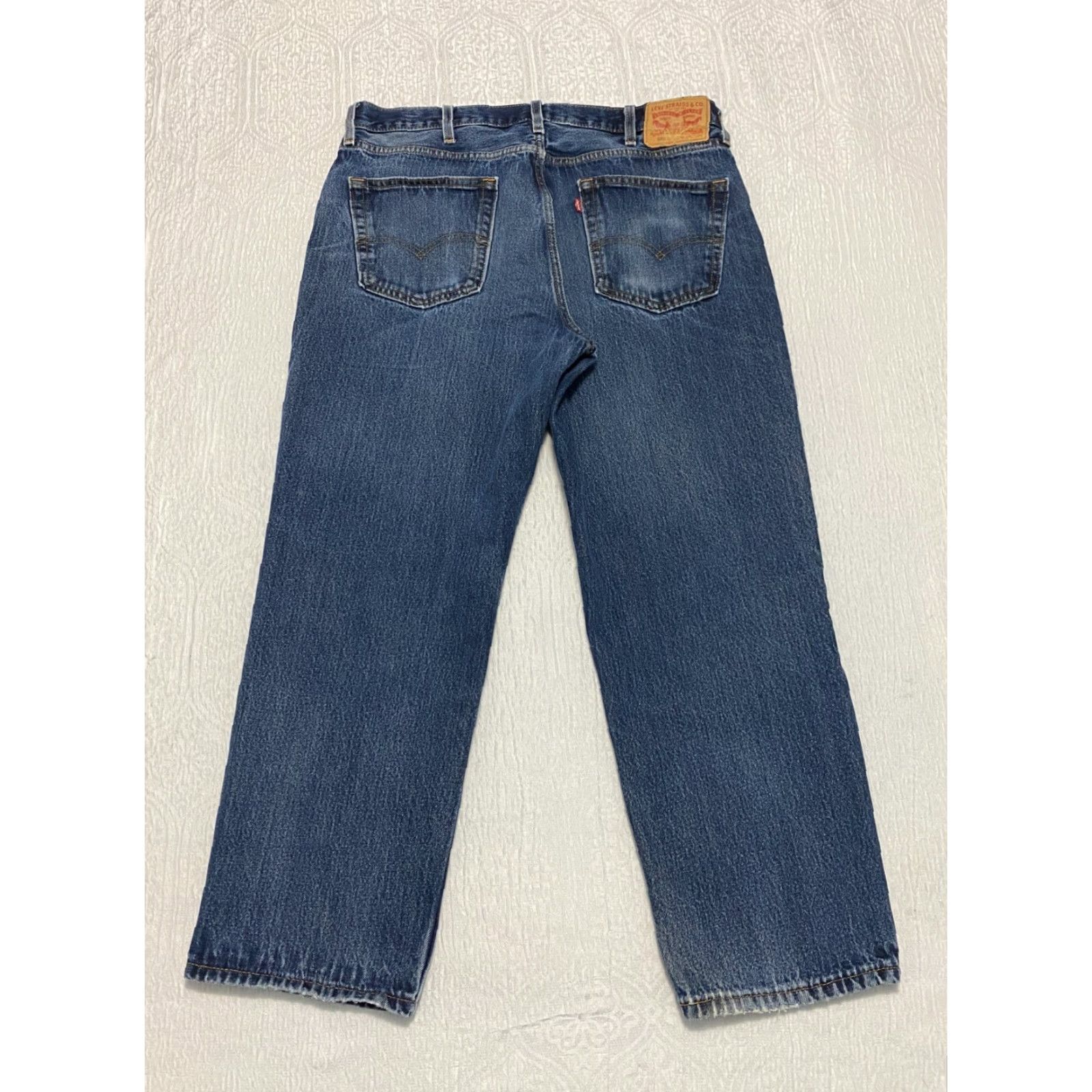 Levi's VINTAGE Levis 550 Relaxed Fit Jeans 38×28 Blue Faded Whiskers Men's Jeans 5-Pocket Denim Blue Levis 500 Series 100% Cotton Regular Size 38 Mens Size US 38 / EU 54 - 2 Thumbnail