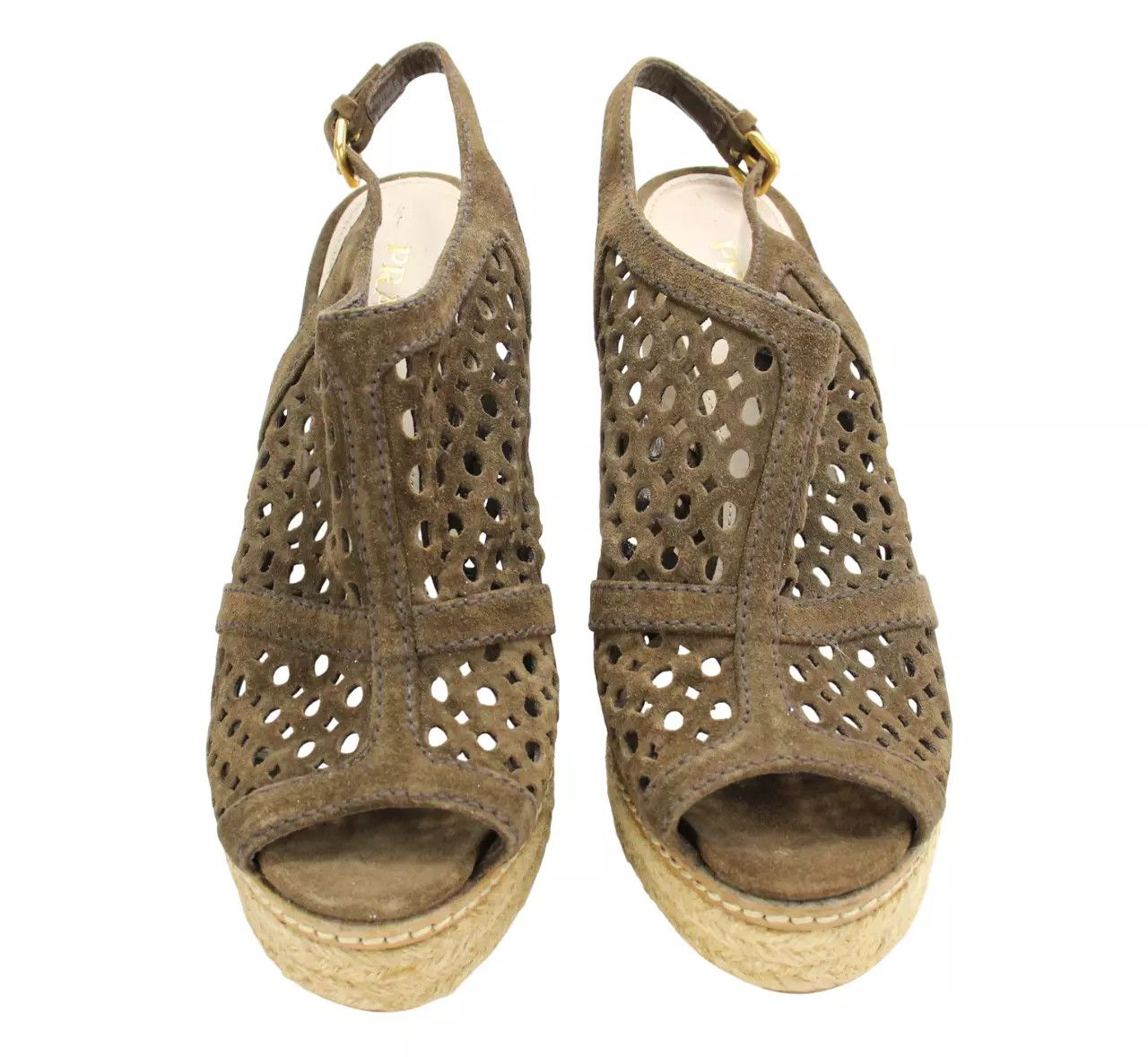 Prada PRADA Women EU 40 Wedge Platform Leather Espandrille Sandals Size US 10 / IT 40 - 4 Thumbnail