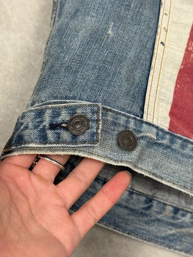 Polo Ralph Lauren 2000s Ralph Lauren USA Flag Denim Vest Jacket Size XS / US 0-2 / IT 36-38 - 7 Thumbnail
