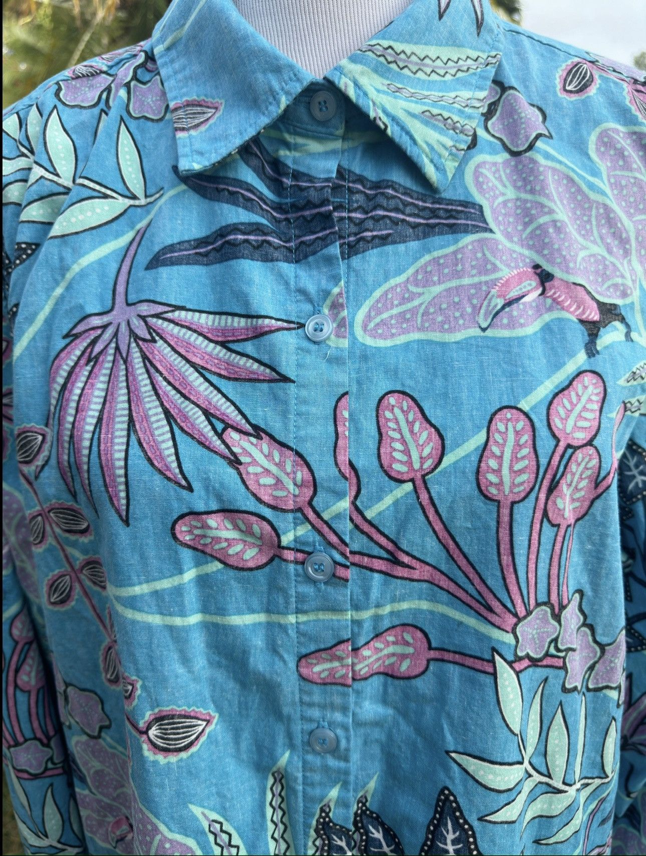 Reyn Spooner PreOwned Reyn Spooner Blue Hawaiian Print Blouse Women's XXL Size XXL / US 16-18 / IT 52-54 - 3 Thumbnail