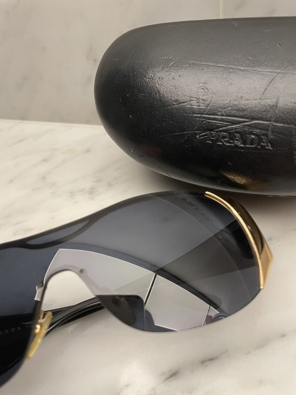 Prada Prada 💯 SPR 53G mask sunglasses shield Size ONE SIZE - 11 Thumbnail