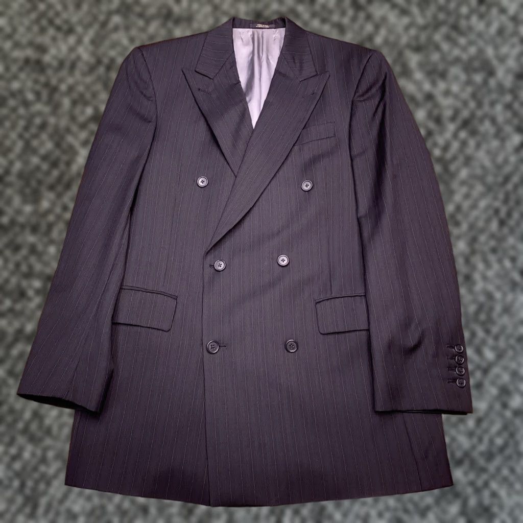 Hart Schaffner Marx VINTAGE Hart Schaffner Marx Double-Breasted Blazer 40R Black Striped Sport Coat Size 40R - 1 Thumbnail