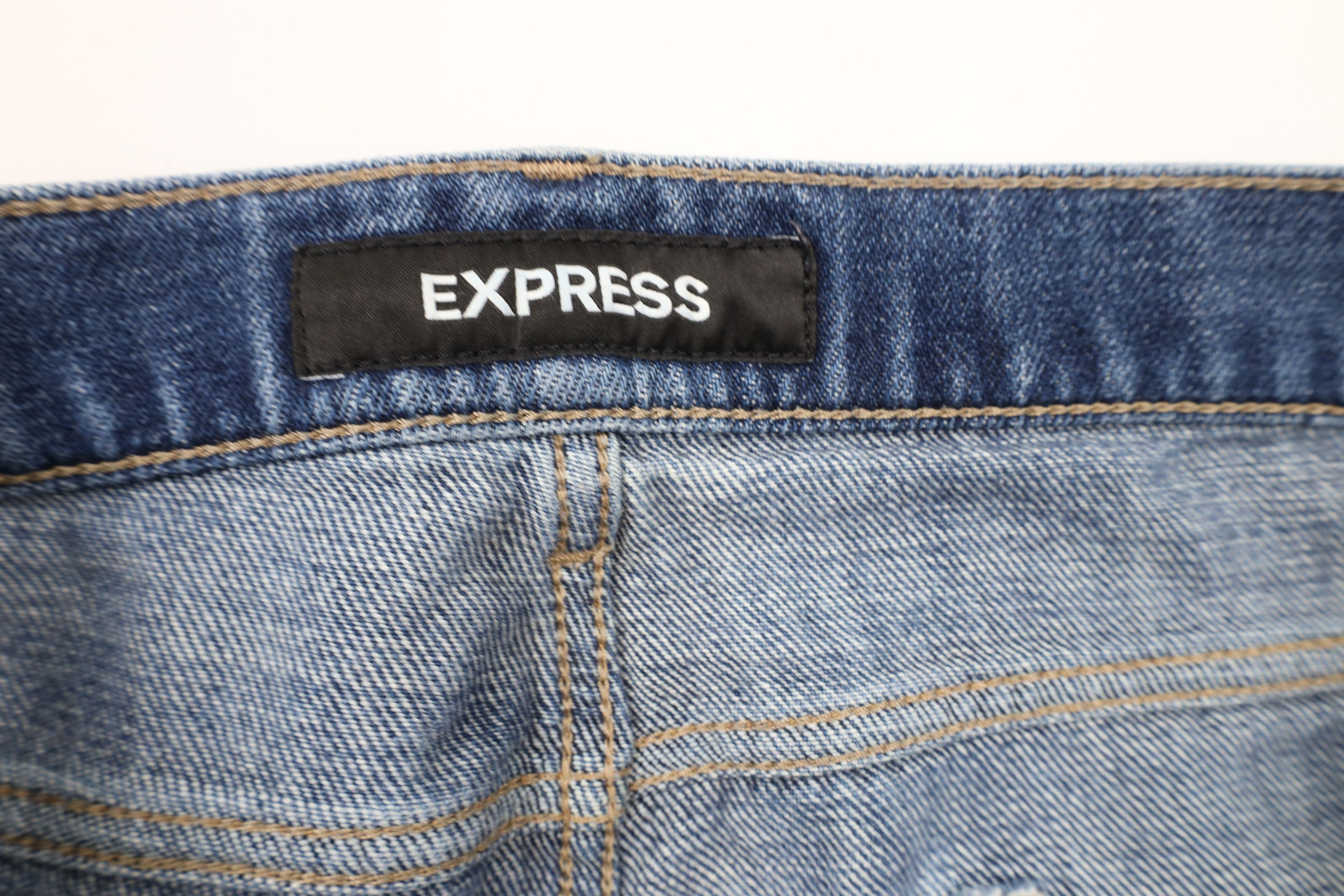 Express × Vintage Express Ripped Slim Fit Straight Leg Denim Jeans Blue Size US 34 / EU 50 - 7 Thumbnail