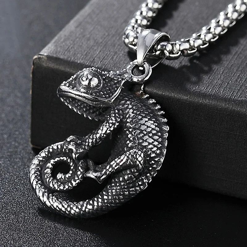 Other Gothic Stainless Steel Chameleon Pendant Necklace Size ONE SIZE - 3 Thumbnail