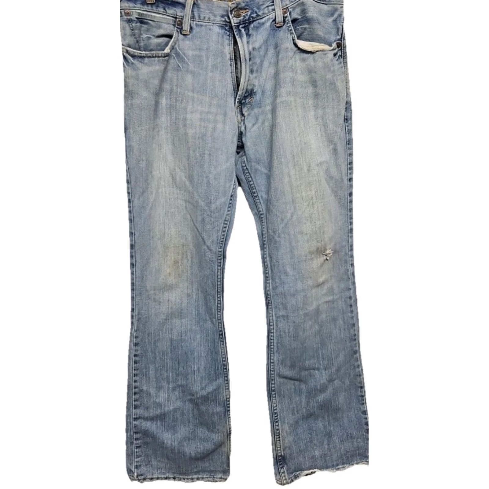 American Eagle Outfitters American Eagle Jeans Men Light Wash Distressed Mid Rise Raw Hem Denim 34x30 Straight Cle Size US 34 / EU 50 - 2 Thumbnail