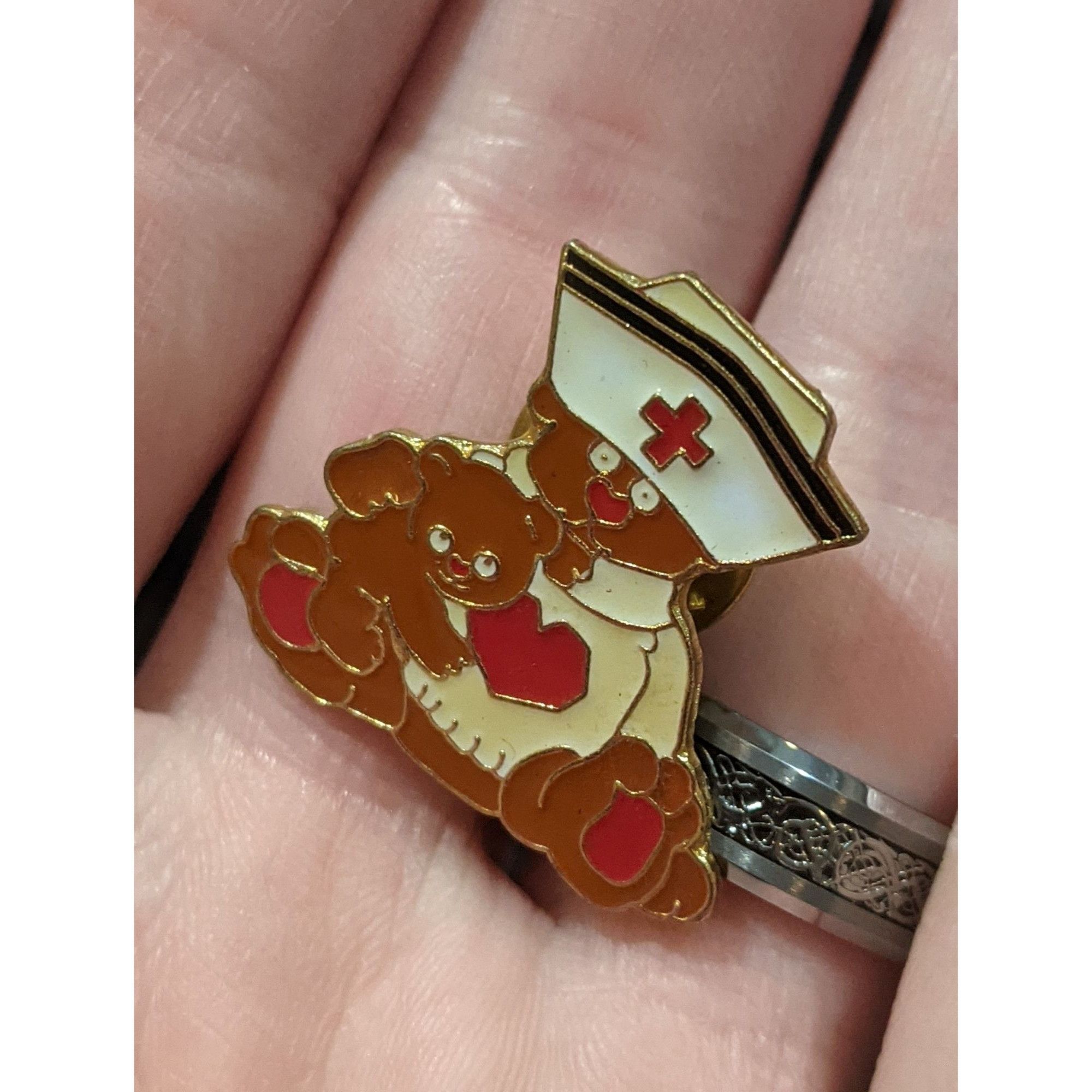 Other Vintage Enamel Collectible Teddy Bear Nurse Pin Size ONE SIZE - 2 Thumbnail
