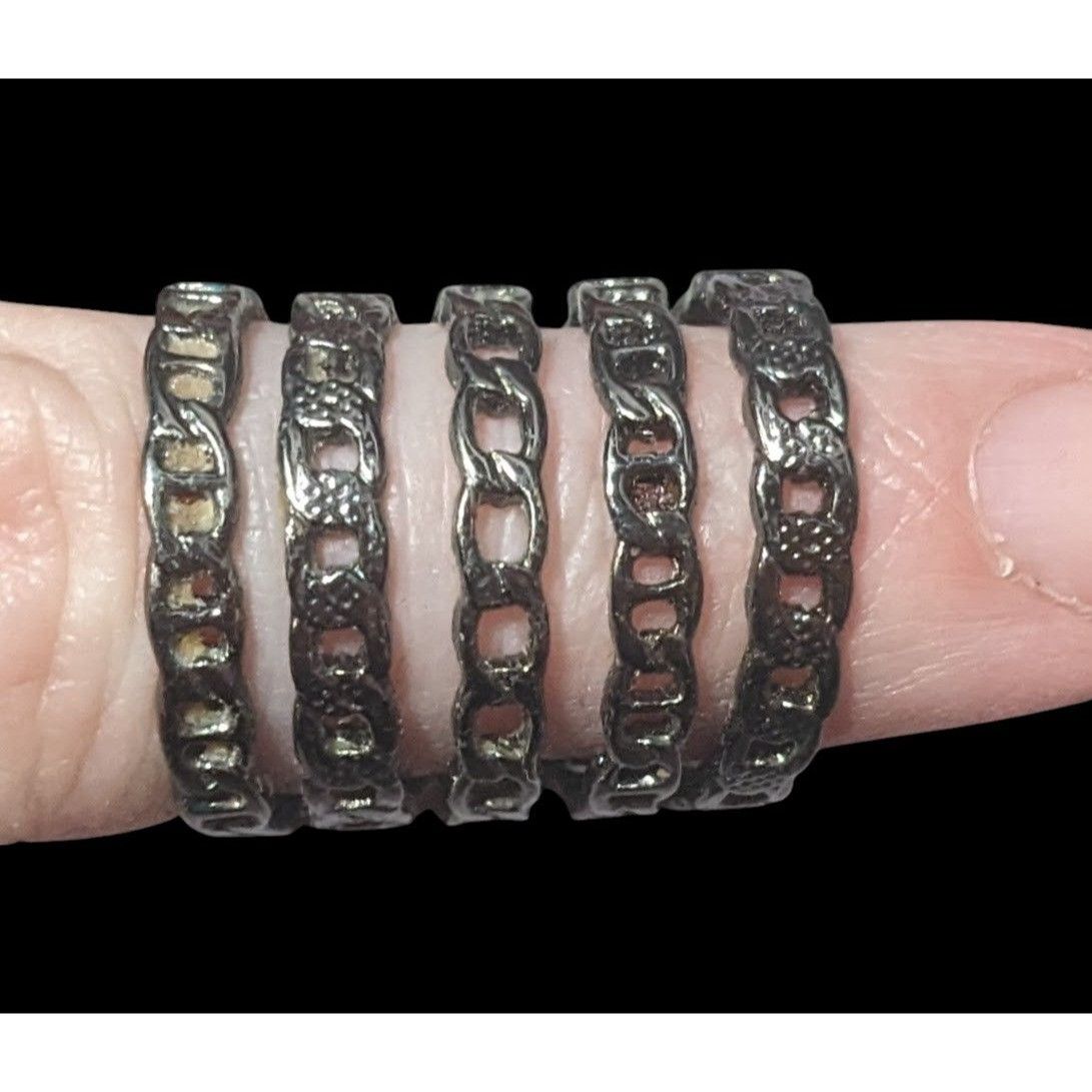 Other Grunge Punk Gunmetal Tone 5 Layer Chain Style Ring Size 5 1/ Size ONE SIZE - 3 Thumbnail