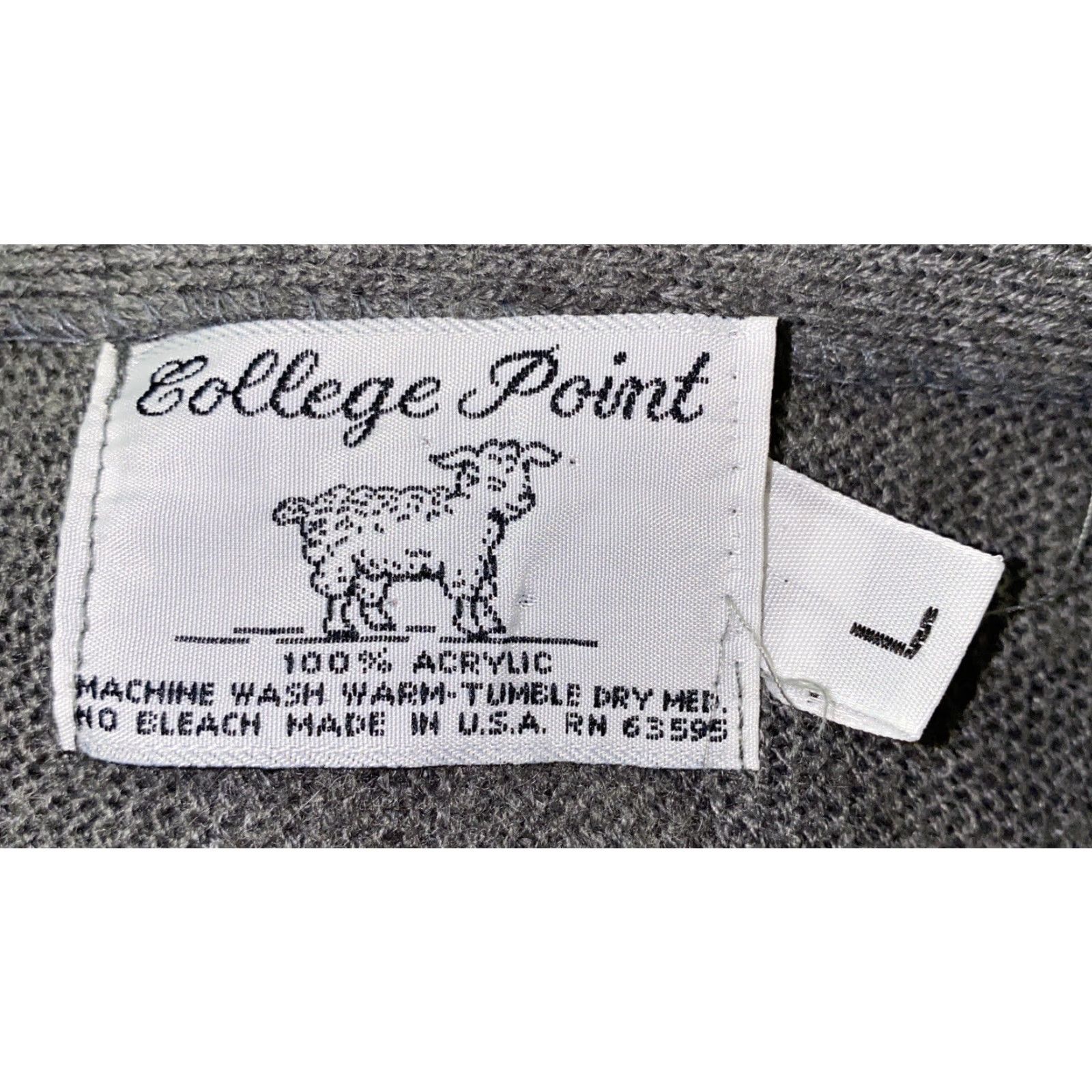 Vintage College Point Men's Gray Acrylic Cardigan Sweater Size Large Men Size US L / EU 52-54 / 3 - 5 Thumbnail