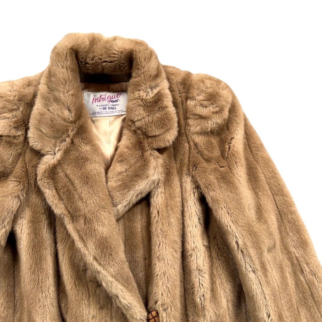 Bally VINTAGE De Ball Coat Womens SMALL Brown Faux Fur Long USA 80s Size S / US 4 / IT 40 - 2 Thumbnail
